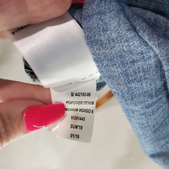 GAP Chambray Popover Denim Shirt Dress in Indigo 100% Cotton Size XS Petite - Picture 11 of 12